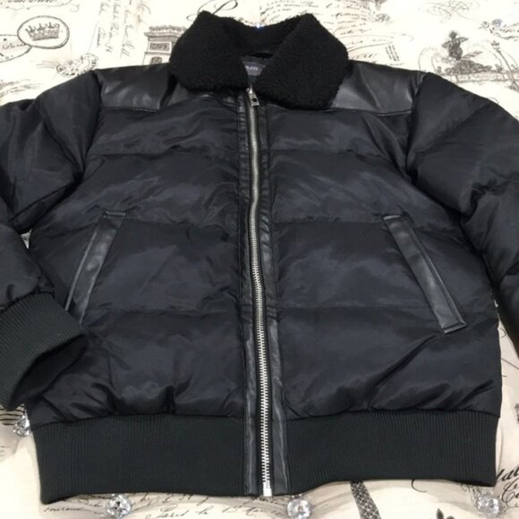 Slate & Stone Faux Shearling Puffer Bomber Jacket - Picture 5 of 8